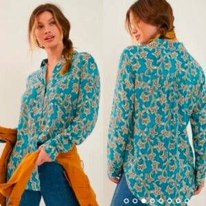 Anthropologie Pilcro Leilani Tunic Button Down Shirt Small Novelty Western